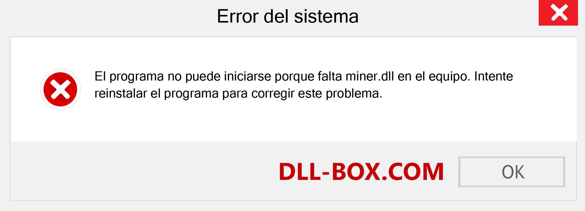 ¿Falta el archivo miner.dll ?. Descargar para Windows 7, 8, 10 - Corregir miner dll Missing Error en Windows, fotos, imágenes